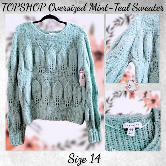 Topshop Sweaters - 🆕TopShop Teal Oversized Sweater size 14